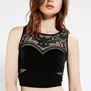 XS Urban Outfitters velvet and mesh crop top